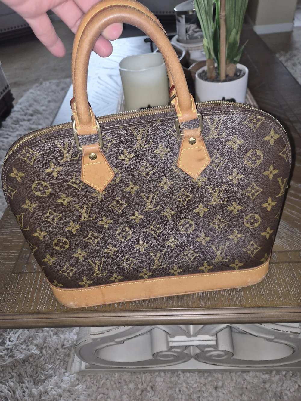 Louis Vuitton Monogram Alma Handbag in Brown and Tan